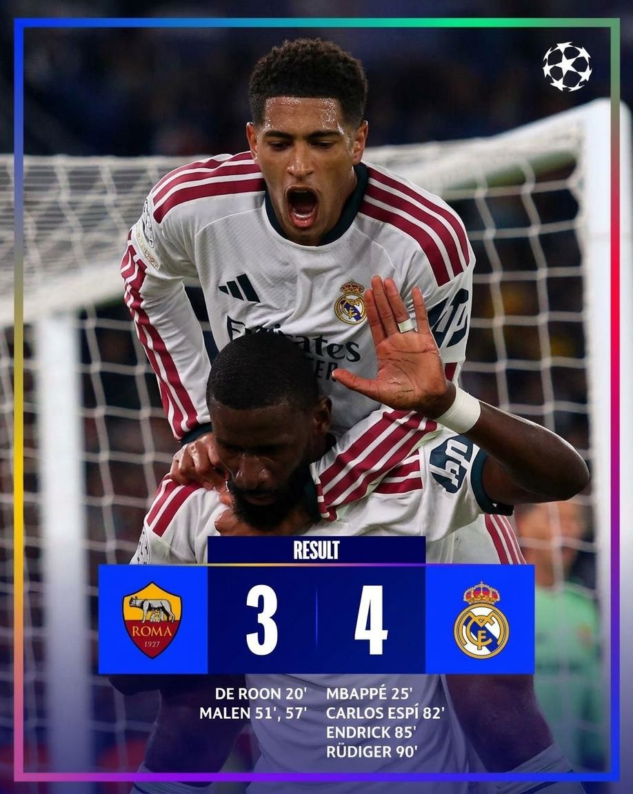 Hasil Lengkap Liga Champions Pekan Kedua: PSG Pimpin Klasemen, Madrid Bangkit 4-3 di Roma, Liverpool dan Villa Pesta Gol